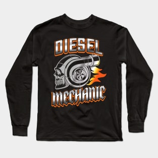 Diesel Mechanic Turbocharger Skull Long Sleeve T-Shirt